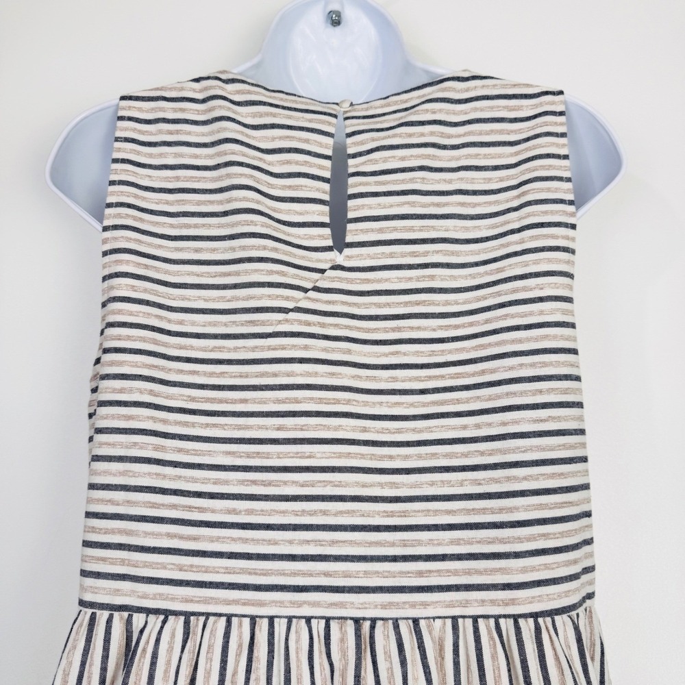 Andree by UNIT Striped Dress Women S Beige Blue Chevron Sleeveless Mini Casual - Picture 5 of 12